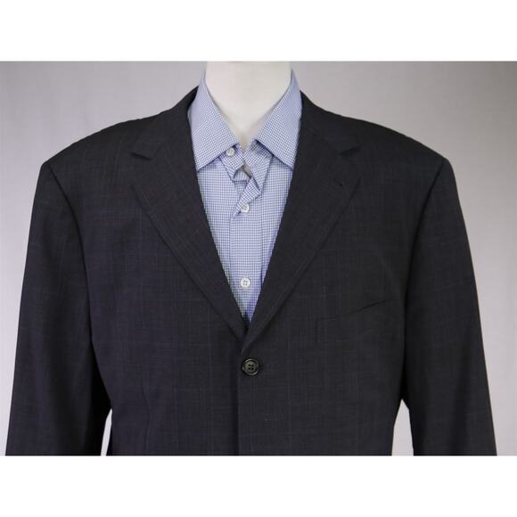 Custom Tailored Recent Bespoke Gray Plaid 2-Btn Wool Blazer Jacket 44L - Picture 3 of 9